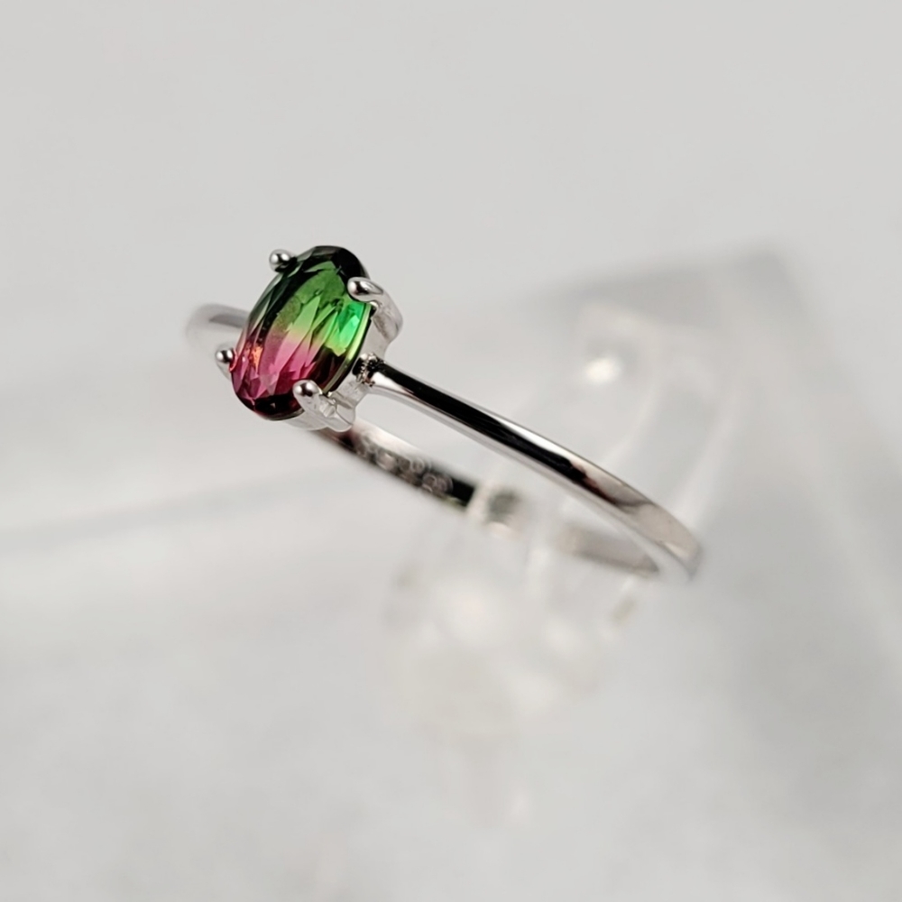 Sterling 0.5ct Watermelon Tourmaline Ring - Picture 5 of 8